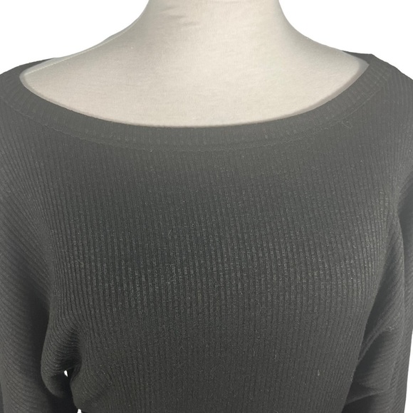 REVAMPED Bodycon Mini Dress Boatneck Dolman Sleeves Ribbed Blk Sz M - Picture 5 of 10